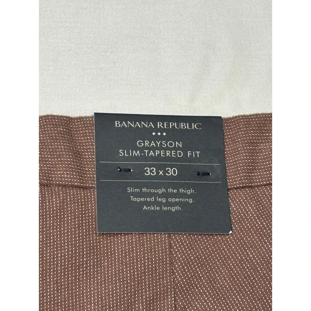 NWT Banana‎ Republic Grayson Slim Tapered Fit Pants Mens 33x27* Brown Micro
